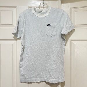 Abercrombie & Fitch Muscle‎ T-Shirt Mens S Gray Striped Pocket Distressed Edges
